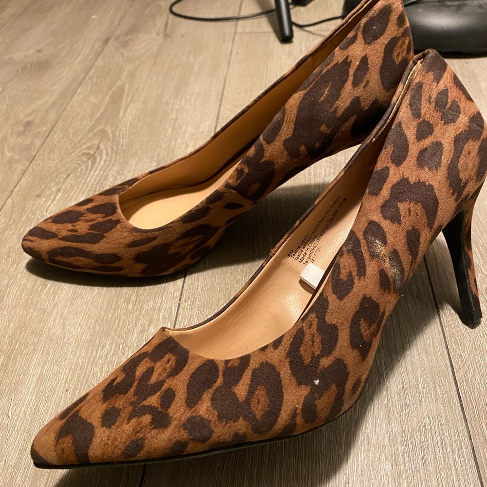 Leopard print low heels